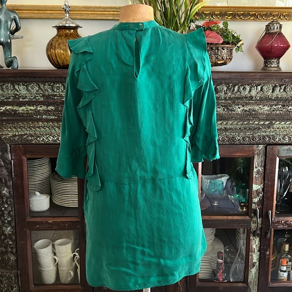 Sandro Emerald Green Ruffled Blouse - Picture 2 of 5